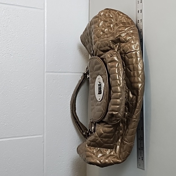 Gold Quilted Shoulder Bag with Chain Handles - Picture 14 of 16